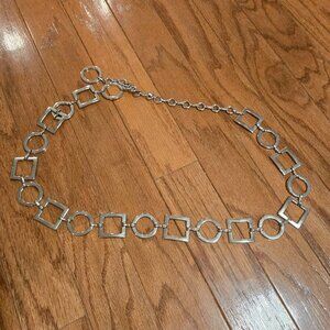 Vintage 90s Silver Metallic Geometric Chain Belt